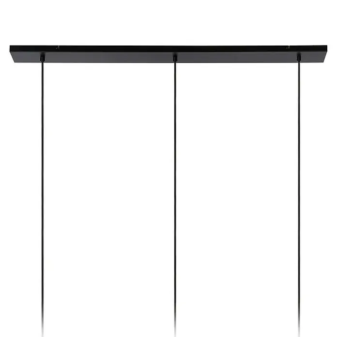 Lucide Pendelleuchte Joanet - 40 W, L x B x H: 110 x 22 x 150 cm, Rauchfarben, E27, Anzahl Leuchtmittel: 3 Stk. - Schwarze Hängeleuchte mit drei schwarzen Kabeln von einer rechteckigen Deckenhalterung. Elegante Beleuchtung für moderne Räume.