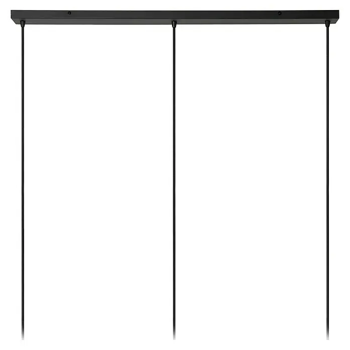 Lucide Rosas Pendelleuchte - 40 W, L x B x H: 110 x 130 x 152 cm, Schwarz, Schwarz/ Gold, E27 - Eine minimalistische Pendelleuchte mit drei schwarzen Kabeln und einer schwarzen Deckenhalterung.