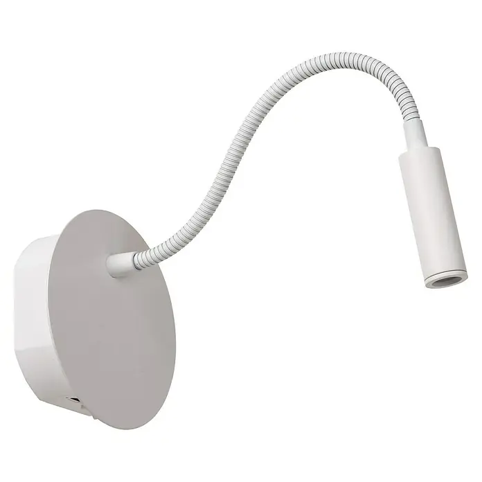 Lucide Akku-Wandleuchte Jolijn - 13 x 13 x 12 cm, Weiß, Neutralweiß, 2 W, IP20 - Moderne weiße Wandleuchte mit flexiblem Arm und rundem Sockel für gezielte Beleuchtung in jedem Raum.