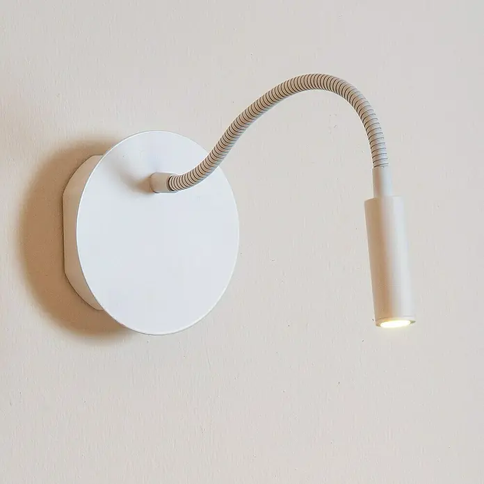 Lucide Akku-Wandleuchte Jolijn - 13 x 13 x 12 cm, Weiß, Neutralweiß, 2 W, IP20 - Weiße LED-Wandleuchte mit flexiblem Arm für eine individuelle Beleuchtung.\n