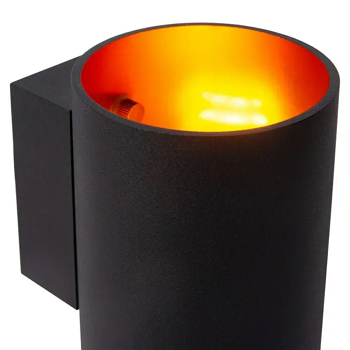 Lucide Wandleuchte Xera - 42 W, L x B x H: 11 x 9 x 11,5 cm, Schwarz, G9 - Moderne, mattschwarze Wandleuchte mit zylindrischem Design und warmem, einladendem Lichtschein, perfekt für stilvolle Innenräume.