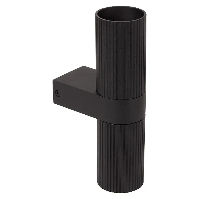 Lucide Clubs Wandleuchte - 50 W, L x B x H: 11,5 x 6,5 x 21,5 cm, Schwarz, Schwarz, GU10 - Eine stilisierte schwarze Wandleuchte mit einem zylindrischen Lampenkörper und einer robusten Montageplatte. Moderne Beleuchtung für Innenräume.