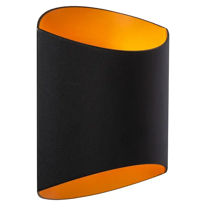 Lucide Wandleuchte Diletta - 40 W, L x B x H: 22,5 x 16 x 8,5 cm, Schwarz, G9 - Moderne Wandleuchte in Schwarz mit goldener Innenseite. Elegantes Design für stilvolle Beleuchtung im Innenbereich.