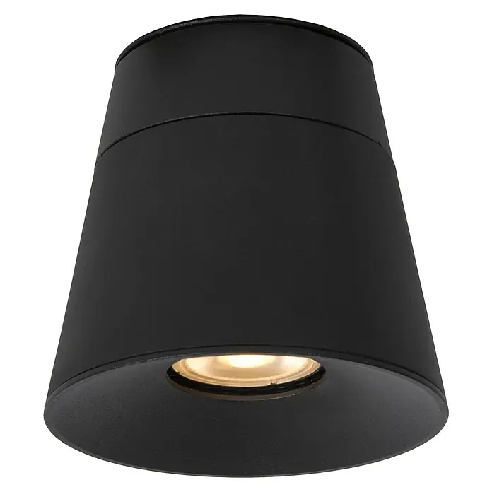 Lucide Deckenstrahler Trigono - 40 W, L x B x H: 11 x 11 x 11 cm, Schwarz, GU10, Anzahl Leuchtmittel: 1 Stk. - Schwarze, zylindrische Deckenleuchte mit integriertem LED-Spot, die ein warmes, nach unten gerichtetes Licht ausstrahlt.