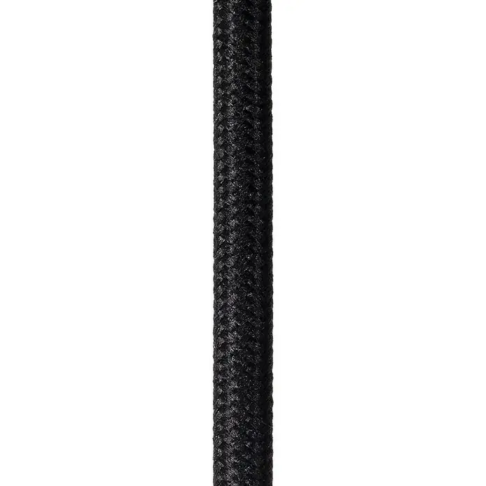 Lucide Rosas Pendelleuchte - 40 W, L x B x H: 110 x 130 x 152 cm, Schwarz, Schwarz/ Gold, E27 - Nahaufnahme eines schwarzen, geflochtenen Textilkabels, das ein robustes und hochwertiges Erscheinungsbild vermittelt.