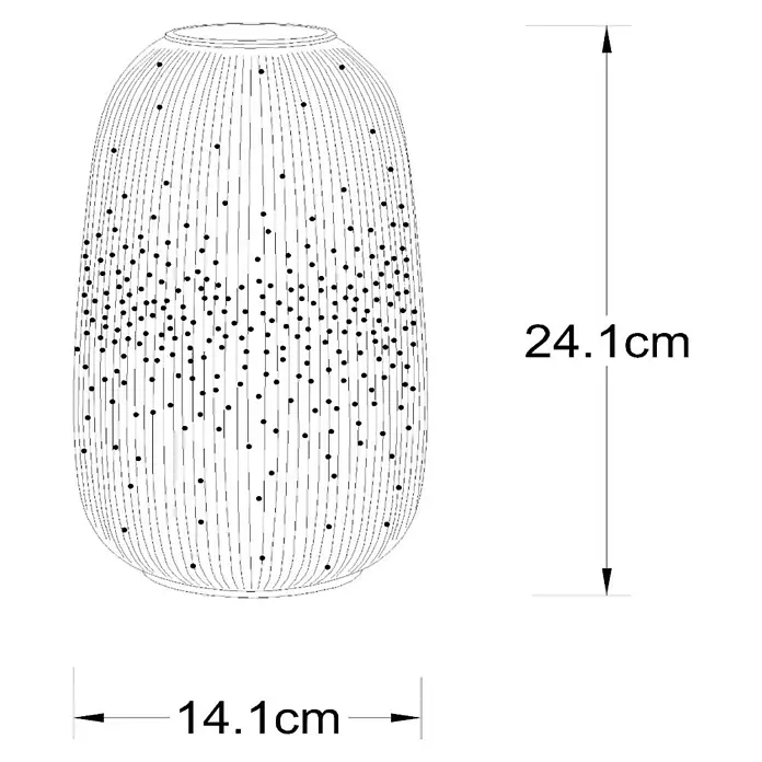 Lucide Deko-Tischleuchte - 25 W, L x B x H: 19 x 14,1 x 24,1 cm, Weiß, E14 - Abbildung einer dekorativen Vase mit Maßen, ideal für die stilvolle Inneneinrichtung.