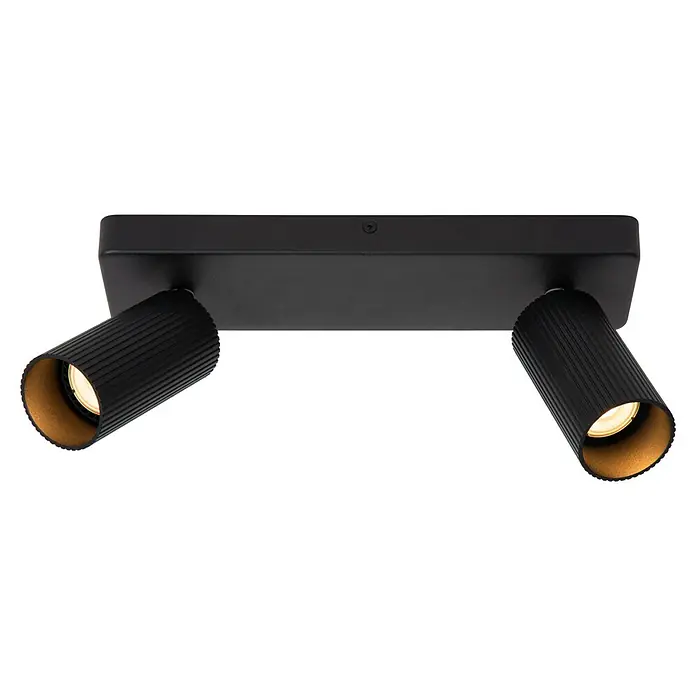 Lucide Clubs Deckenstrahler - 40 W, L x B x H: 35,5 x 12 x 11,5 cm, Schwarz, GU10, Anzahl Leuchtmittel: 2 Stk. - Schwarze Deckenleuchte mit zwei verstellbaren Strahlern für eine gezielte Beleuchtung.