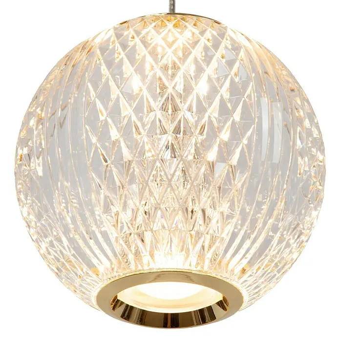 Lucide Cintra LED-Pendelleuchte rund - 5,7 W, L x B x H: 150 x 14 x 14 cm, Kristall, Anzahl Leuchtmittel: 1 Stk. - Kristallkugel-Hängeleuchte mit goldenem Finish. Ein elegantes Beleuchtungselement für jeden Raum.