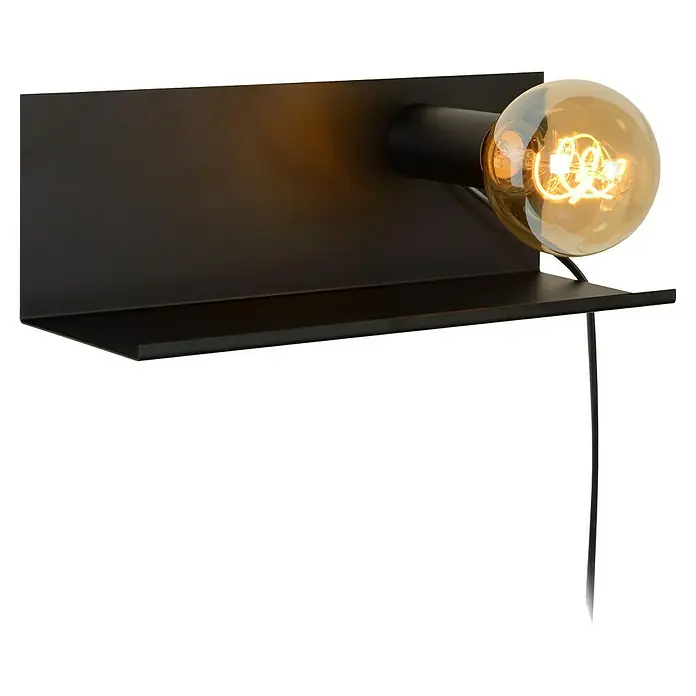 Lucide Wandleuchte Sebo - 40 W, L x B x H: 13 x 36 x 13 cm, Schwarz, E27 - Moderne Wandleuchte in Schwarz mit einer dekorativen Glühbirne, die warmes Licht spendet. Stilvolles Design für eine gemütliche Atmosphäre im Raum.