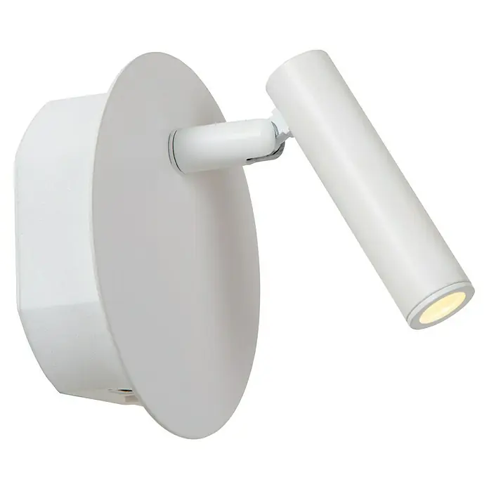 Lucide Akku-Wandleuchte Jolijn - 12 x 12 x 9 cm, Weiß, Neutralweiß, 2 W, IP20 - Weiße LED-Wandleuchte mit rundem Sockel und zylindrischem Strahler für eine stilvolle und moderne Beleuchtung im Raum.