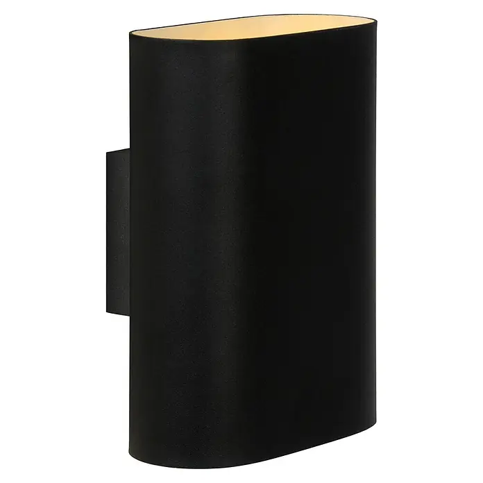 Lucide Wandleuchte Ovalis - 9 W, L x B x H: 18 x 10 x 22 cm, Schwarz/ Weiß, E14 - Elegante, schwarze Wandleuchte mit sanftem Lichtschein für eine stilvolle Atmosphäre. Hochwertige Verarbeitung und modernes Design.