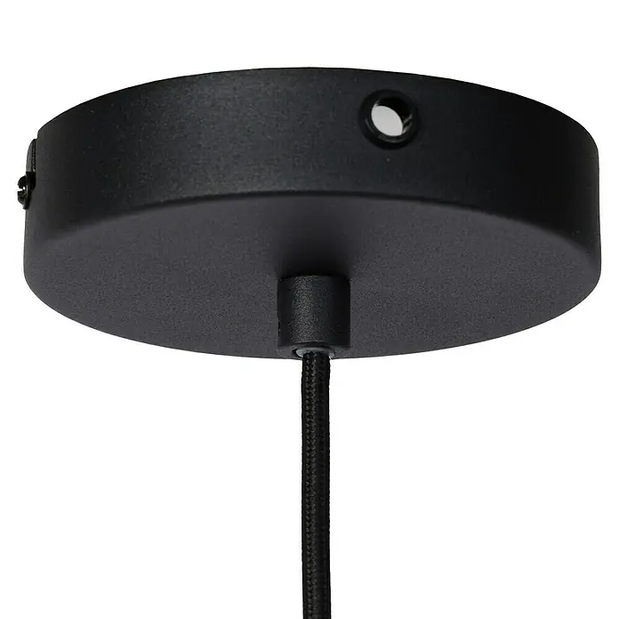 Lucide Siemon Pendelleuchte rund - 40 W, Ø x H: 40 x 150 cm, Schwarz/ Gold, E27 - Schwarze Lampenaufhängung mit Bohrung und Textilkabel für Pendelleuchte. Ideal für stilvolle Beleuchtung.