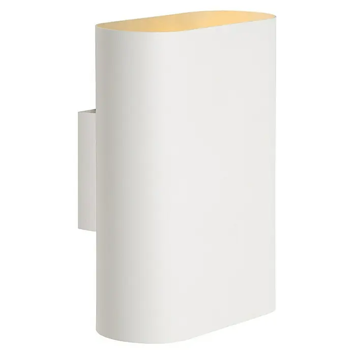 Lucide Wandleuchte Ovalis - 9 W, L x B x H: 18 x 10 x 22 cm, Weiß, E14 - Moderne, weiße Wandleuchte für den Innenbereich, die ein sanftes, indirektes Licht spendet und eine elegante Atmosphäre schafft.