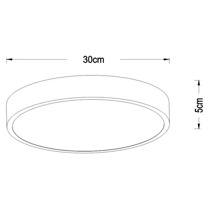 Lucide LED-Deckenleuchte rund Unar - 18 W, Ø x H: 30 x 5 cm, Schwarz, Warmweiß - Darstellung einer runden LED-Deckenleuchte mit den Maßen 30 cm Durchmesser und 5 cm Höhe.