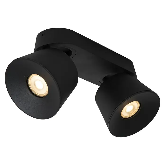 Lucide Deckenstrahler Trigono - 40 W, L x B x H: 26,5 x 11 x 11 cm, Schwarz, GU10, Anzahl Leuchtmittel: 2 Stk. - Schwarze Doppeldeckenleuchte mit verstellbaren Spots für flexible Beleuchtung im Raum. Das elegante Design fügt sich nahtlos in moderne Einrichtungsstile ein.