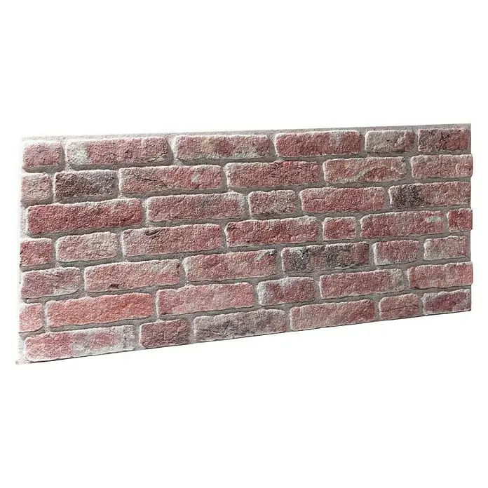 Panel de pared Ultra Light Brick - 120 x 50 cm, 2 ud. - Esta imagen muestra un panel de pared de ladrillo decorativo con un diseño rústico de ladrillo rojo, perfecto para proyectos de interiorismo.