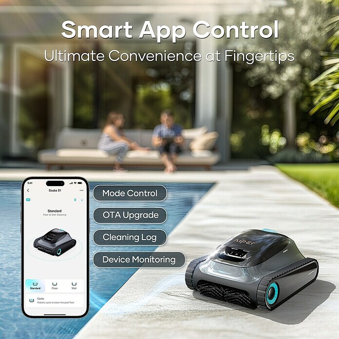 Aiper Robot de piscina Scuba S1 (Funcionamiento con batería, Específico para: Piscinas de hasta 150 m², Potencia de filtración: 15.900 l/h) | BAUHAUS