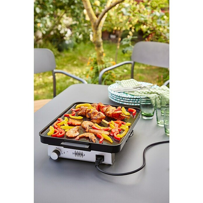 Plancha Grill Elektro (Superficie de la parrilla (An x Pr): 40 x 30 cm, 1,8 kW, Negro/ gris) | BAUHAUS