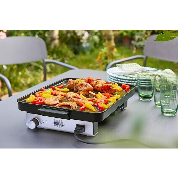 Plancha Grill Elektro (Superficie de la parrilla (An x Pr): 40 x 30 cm, 1,8 kW, Negro/ gris) | BAUHAUS
