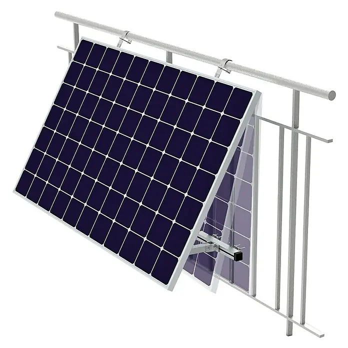 Schwaiger Montage-Set - 9 Stk., Passend für: Solarmodule - Ein Solarpanel ist auf einem Gestell montiert. Die Paneele fangen das Sonnenlicht ein und wandeln es in Strom um.