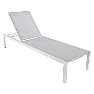 Sunfun Ležaljka za plažu (195 x 65 x 35 cm, Svijetlo siva, bijela, Aluminij, S podesivim naslonom za leđa)