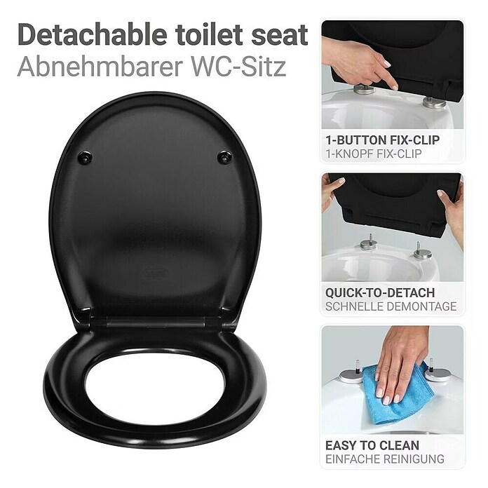 Wenko WC deska Rieti  (Duroplast, Črna, S samodejnim spuščanjem) | 3775 - WC-Sitz Kunststoff | DADI - WC-Sitze | DAD - Badausstattung | DA - Badausstattung/Bäderwelt | D - Sanitär | BAUHAUS