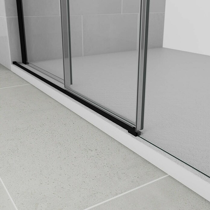 GME Mampara de ducha frontal corredera Trio (121 mm x 195 cm, Espesor de vidrio: 6 mm, Negro) | BAUHAUS