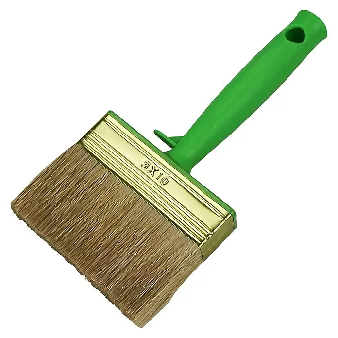 swingcolor LASUR Flächenstreicher - Maße Bürstenkopf: 100 x 30 mm, Hollestermischung, Kunststoff - Pinsel mit grünen Griff und beigen Borsten, ideal für Malarbeiten. Das Werkzeug ist robust und für vielfältige Anwendungen geeignet.