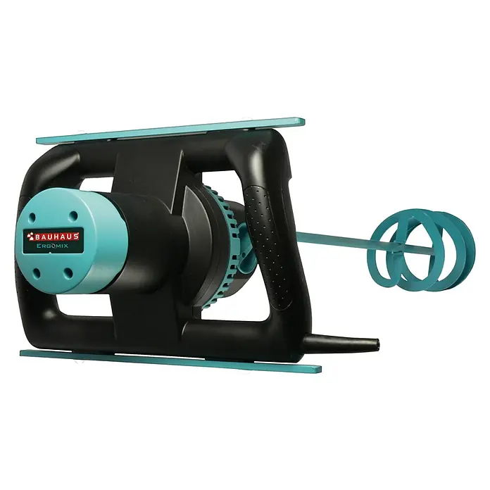 Collomix ErgoMix Rührwerk Ergomix 1400 HF - Mischvolumen: 70 l, Gangzahl: 2 Stk. - Abbildung eines Bauhaus Ergomix Farbmischers, ein Werkzeug zum Mischen von Farben und anderen Flüssigkeiten mit einem ergonomischen Design.