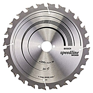 Bosch Kreissägeblatt Speedline for Wood (Durchmesser: 250 mm, Bohrung: 30 mm, Anzahl Zähne: 24 Zähne)
