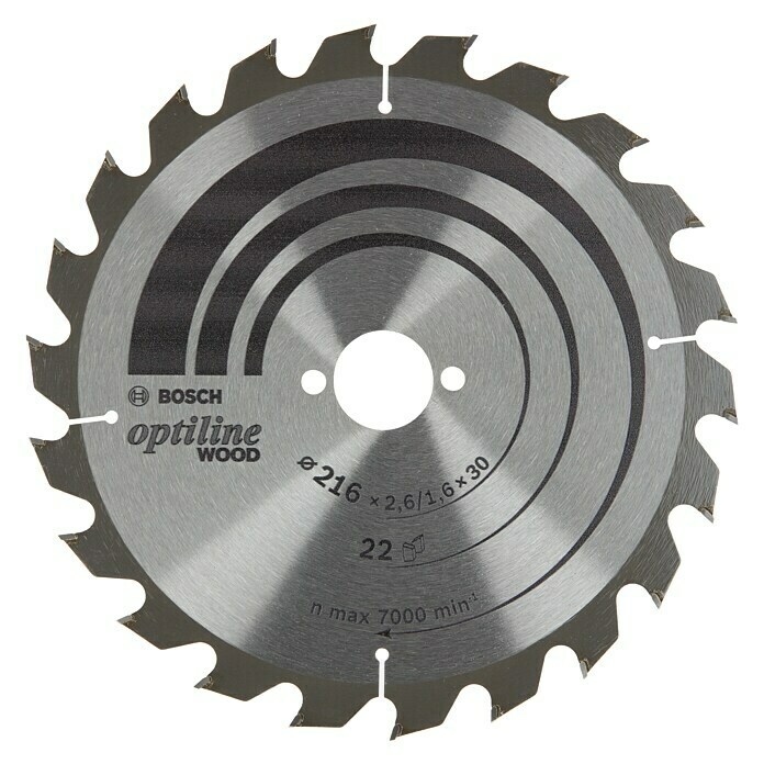 Bosch Kreissägeblatt (Durchmesser: 216 mm, Bohrung: 30 mm, Anzahl Zähne: 22 Zähne)