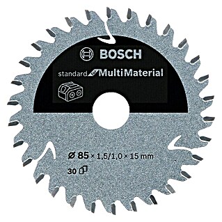 Bosch Kreissägeblatt Standard for Multimaterial (Durchmesser: 85 mm, Bohrung: 15 mm, Anzahl Zähne: 30 Zähne)