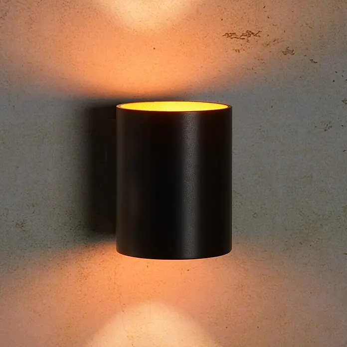 Lucide Wandleuchte Xera - 42 W, L x B x H: 11 x 9 x 11,5 cm, Schwarz, G9 - Schwarze Zylinder-Wandleuchte aus Metall mit warmem Lichteffekt, ideal für moderne Innenräume und Flure.