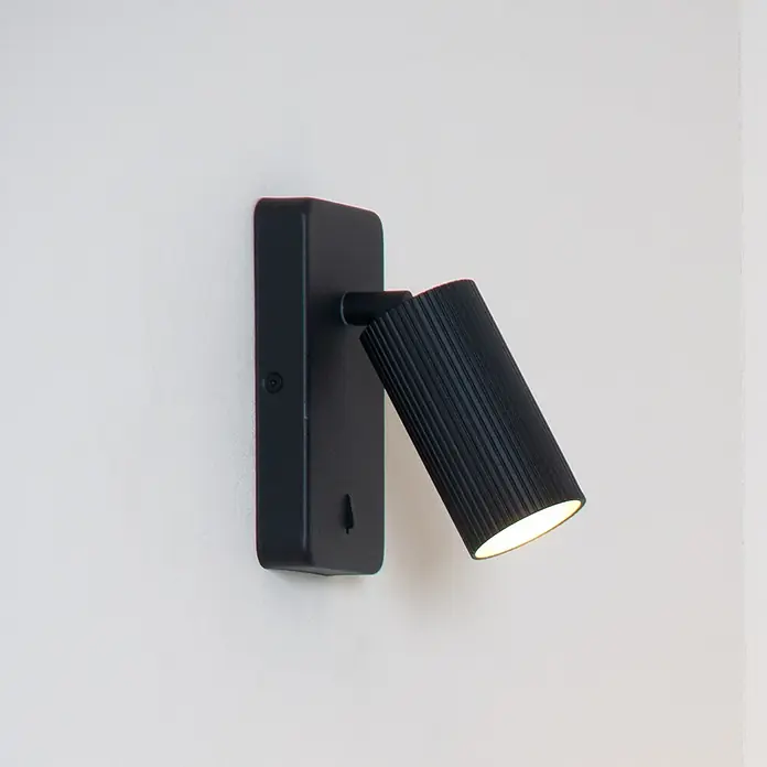 Lucide Clubs Wandstrahler - 50 W, L x B x H: 20,5 x 9,5 x 11,5 cm, Schwarz, Schwarz, GU10 - Moderne, schwarze Wandleuchte mit verstellbarem Spot für gezielte Beleuchtung in jedem Raum.