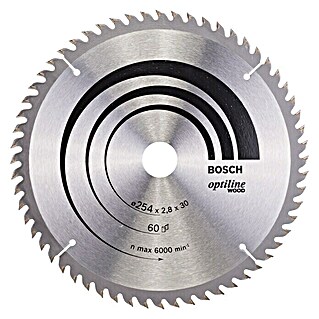 Bosch Kreissägeblatt Optiline Wood (254 mm, Bohrung: 30 mm, 60 Zähne, Schnittbreite: 2,8 mm)