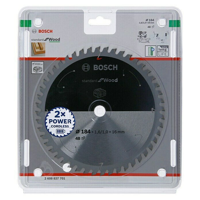Bosch Cirkelzaagblad (Diameter: 184 mm, Boorgat: 16 mm, Aantal tanden: 48 tanden)