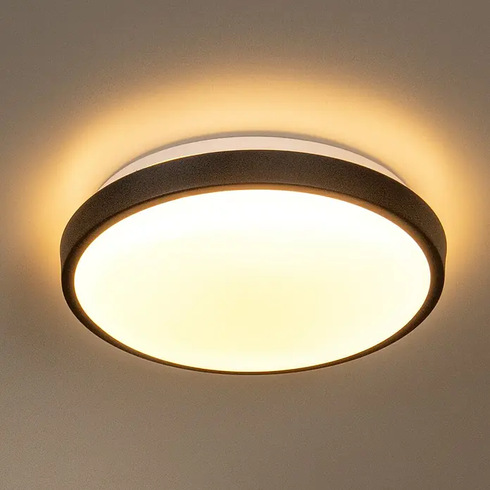 Lucide LED-Deckenleuchte rund Dasher - 12 W, Ø x H: 31,5 x 9 cm, Schwarz, Warmweiß - Runde Deckenleuchte mit warmem Licht. Perfekt für ein gemütliches Ambiente und eine stimmungsvolle Beleuchtung im Raum.