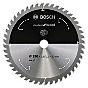 Bosch Kreissägeblatt Standard for Wood (Durchmesser: 190 mm, Bohrung: 20 mm, Anzahl Zähne: 48 Zähne)