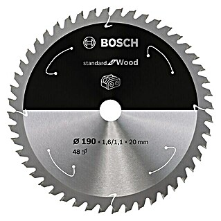 Bosch Kreissägeblatt Standard for Wood (Durchmesser: 190 mm, Bohrung: 20 mm, Anzahl Zähne: 48 Stk.)