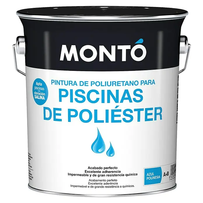 Montó Bricolovers Pintura para piscinas poliéster - Azul, 4 l, Brillante - Un bote de pintura de poliuretano Montó para piscinas de poliéster, ideal para un recubrimiento duradero y resistente.
