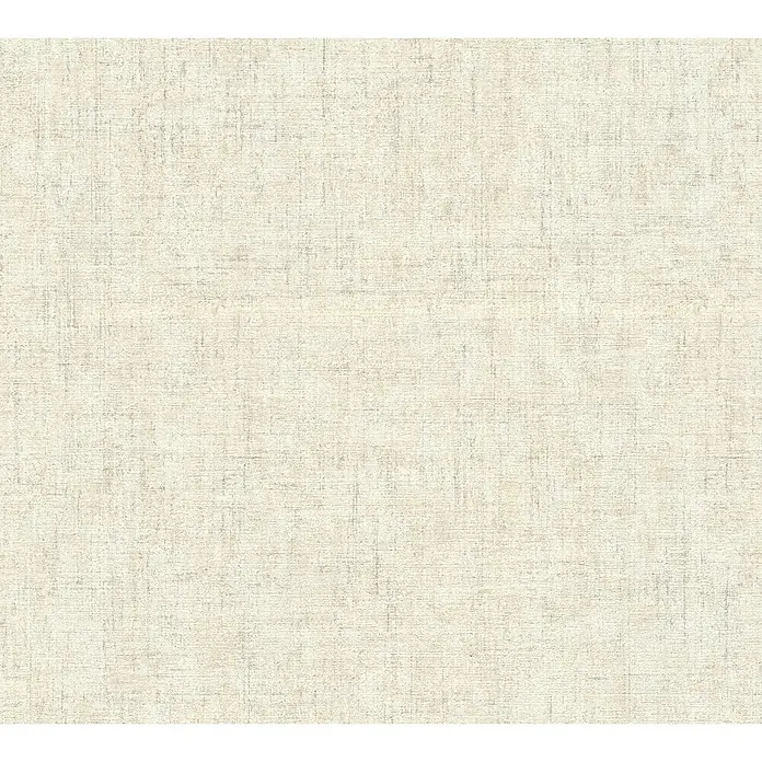 A.S. Création Greenery Vliestapete Borneo - Creme/Beige, Uni, 10,05 x 0,53 m - Detailaufnahme einer strukturierten, hellen Tapete mit feiner Gewebeoptik, ideal für eine dezente Wandgestaltung.