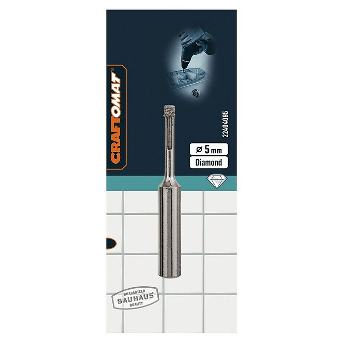Craftomat Broca diamantada de corte húmedo Cerámica (5 mm, Diámetro vástago: 10 mm)
