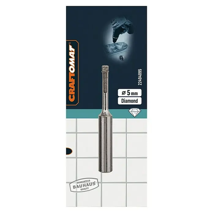Craftomat Diamant-Nassbohrer Keramik - 5 mm, Durchmesser Schaft: 10 mm - Aufnahme einer 5mm Diamantbohrkrone von Craftomat, ideal zum Bohren von Fliesen und anderen harten Materialien, für präzise Löcher.