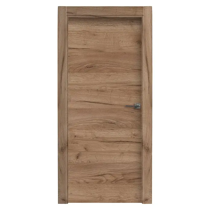 Solid Elements Puerta interior Cognac - 82,5 x 203 cm, Izquierda, Roble coñac, Maciza - Puerta de madera con diseño elegante y manija moderna. Perfecta para interiores con estilo.