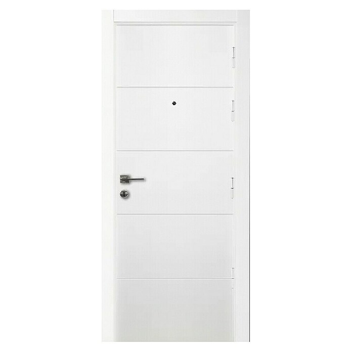 Puerta de entrada interior mixta (82,5 x 203 cm, Apertura según normativa: Izquierda, Sapelly/Blanco, Rayas) | BAUHAUS