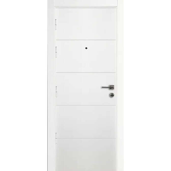Puerta de entrada interior mixta (82,5 x 203 cm, Derecha, Sapelly/Blanco, Rayas) | BAUHAUS