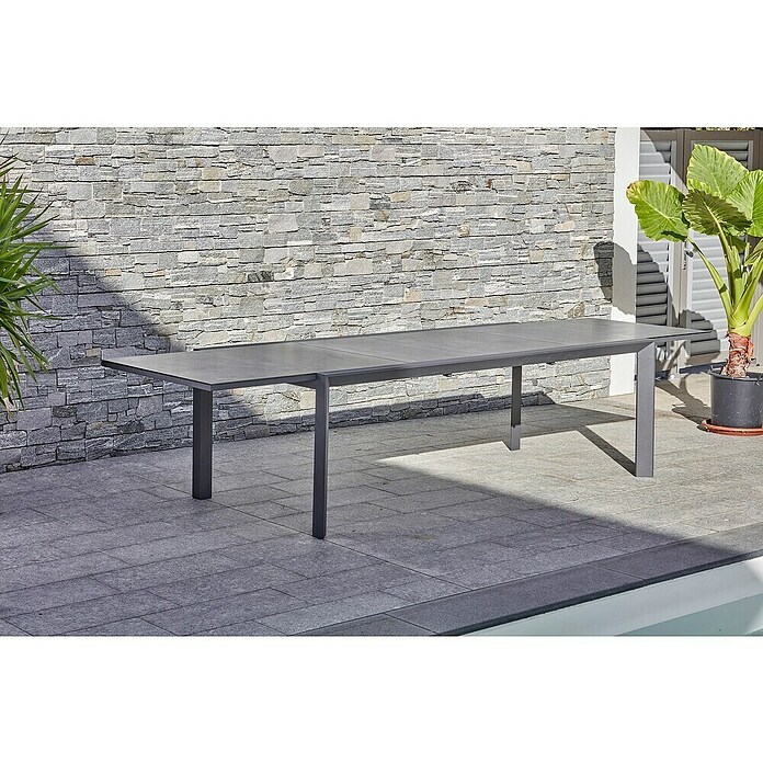 Gartentisch (L x B x H: 220 x 106 x 75 cm, Aluminium, Glas)