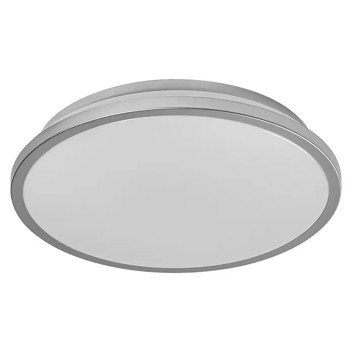 Osram Orbis LED-Deckenleuchte rund Slim Moia - 20 W, Ø x H: 28 x 4 cm, Schwarz, Warmweiß - Eine moderne, runde Deckenleuchte mit silbernem Rahmen und hellem Diffusor, die für eine gleichmäßige Ausleuchtung sorgt. Elegantes Design für jeden Raum.