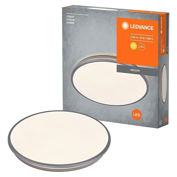 Osram Orbis LED-Deckenleuchte rund Slim Moia (24 W, Ø x H: 38 x 4 cm, Schwarz, Warmweiß) | BAUHAUS