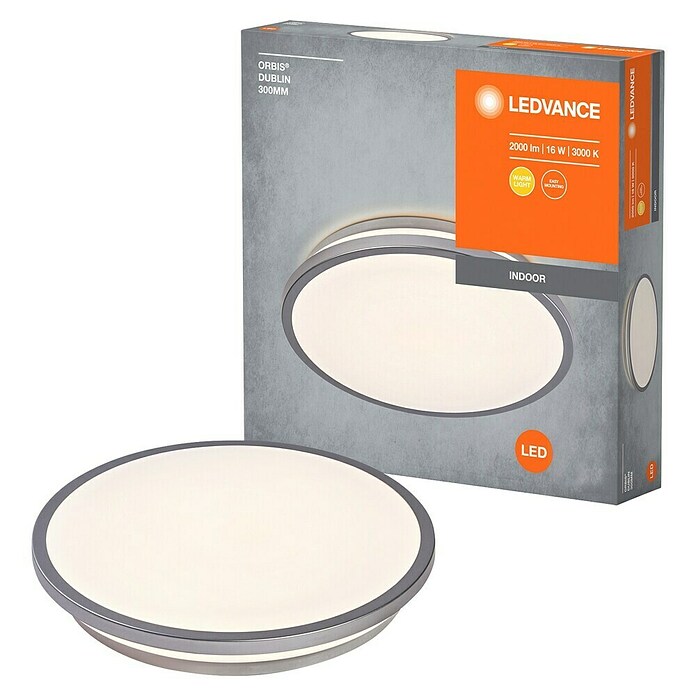 Osram Orbis LED-Deckenleuchte rund Slim Moia (20 W, Ø x H: 28 x 4 cm, Schwarz, Warmweiß) | BAUHAUS